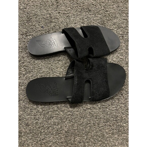 Ancient Greek Sandals Apteros Pony Slide Sandal, Black, Women's 40 EU (10 US)